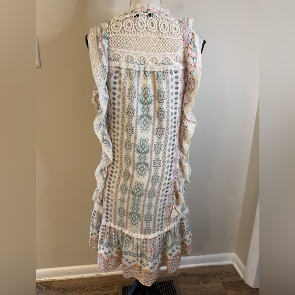 Hiche Boho Southwestern Lace Trim Midi Sheath Dress SZ small - Picture 4 of 10